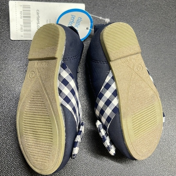 NWT Carter’s Navy Blue Gingham Mary Jane Flats Toddler Girl Size 4 - Picture 8 of 10